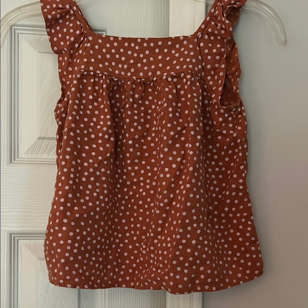 Polka Dot Sleeveless Top - Orange